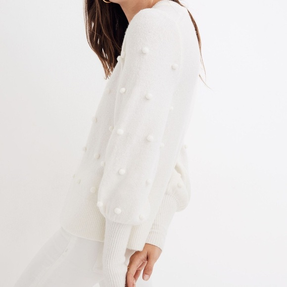 MADEWELL Bobble Dashwood V-Neck Sweater in Coziest Yarn - XS - Vanilla Girl Core - Picture 6 of 17